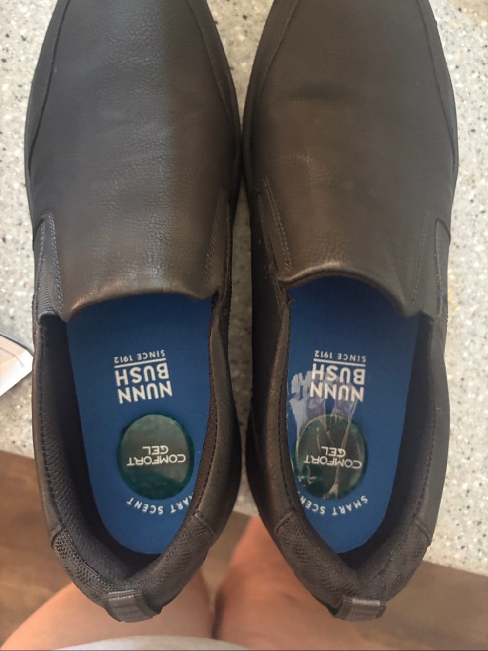 Nunn Bush Men's Slip-On Loafers in Black with Blue Insole